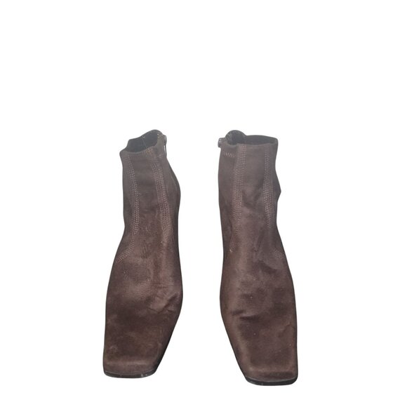 Franco Sarto Ankle Boots Women Sz 7 Brown Suede Zip Up Winter Boho Designer Work - Picture 2 of 6